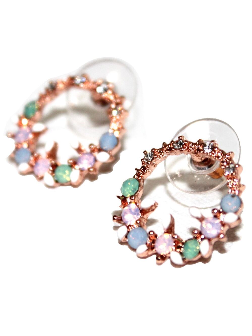 Gold CZ Pastel Summer Stud Earrings NWT